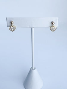 Gold finished brass cubic zirconia heart on 14kt gold finished earstud.