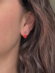 Dainty Heart Earrings- red