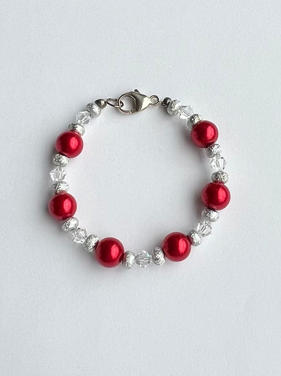 Red and Silver Holiday Bracelet.