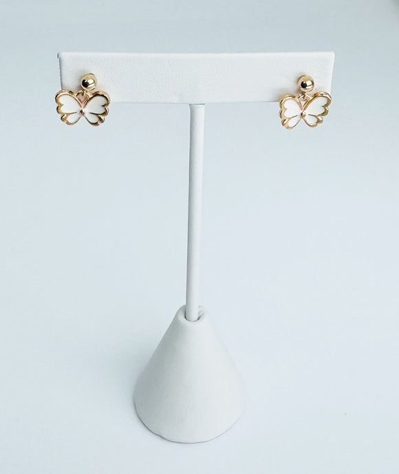 White enamel butterfly on 14kt gold filled posts.