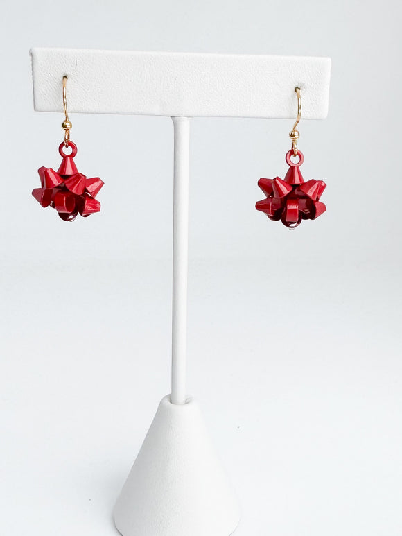 Christmas Bow Earrings- Red