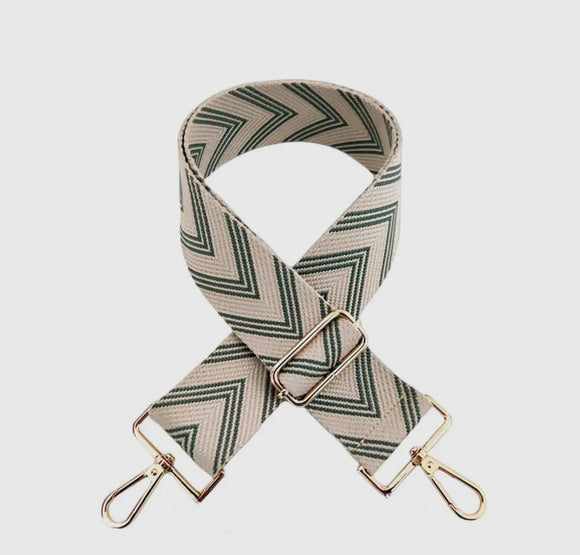 Crossbody Bag Strap - Emerald Green Chevron