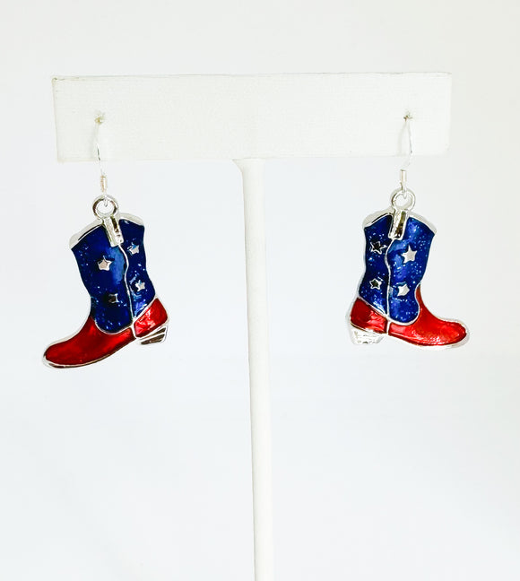 Cowgirl Boots Earrings on sterling silver ear wire.