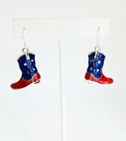 Cowgirl Boots Earrings on sterling silver ear wire.