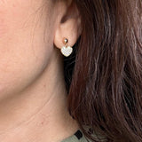 Gold finished brass cubic zirconia heart on 14kt gold finished earstud.