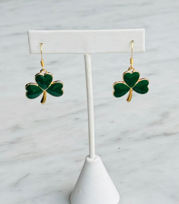 Large Shamrock Earrings - Dark Green