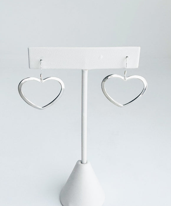 .925 Sterling Silver open heart earrings