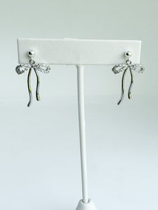 14k gold filled ribbon bow micro paved cz on sterling silver posts.