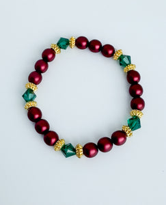 Mulberry and Gold (gold plated) stretch bracelet with Australian crystals.