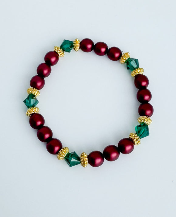 Mulberry and Gold (gold plated) stretch bracelet with Australian crystals.