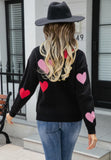 Heart Print Knit Sweater- Black - Size Small