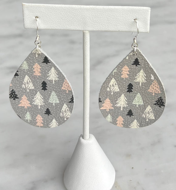 Leather Tree Earrings
