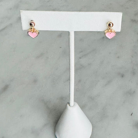 Dainty Heart Earrings - pink