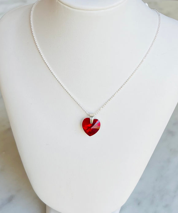 Siam Red Crystal Heart Necklace