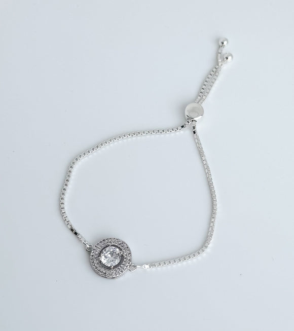 Sterling Silver CZ round bracelet