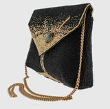 Olive You Beaded Martini Glass Clutch with a Natural Labradorite Gemstone.