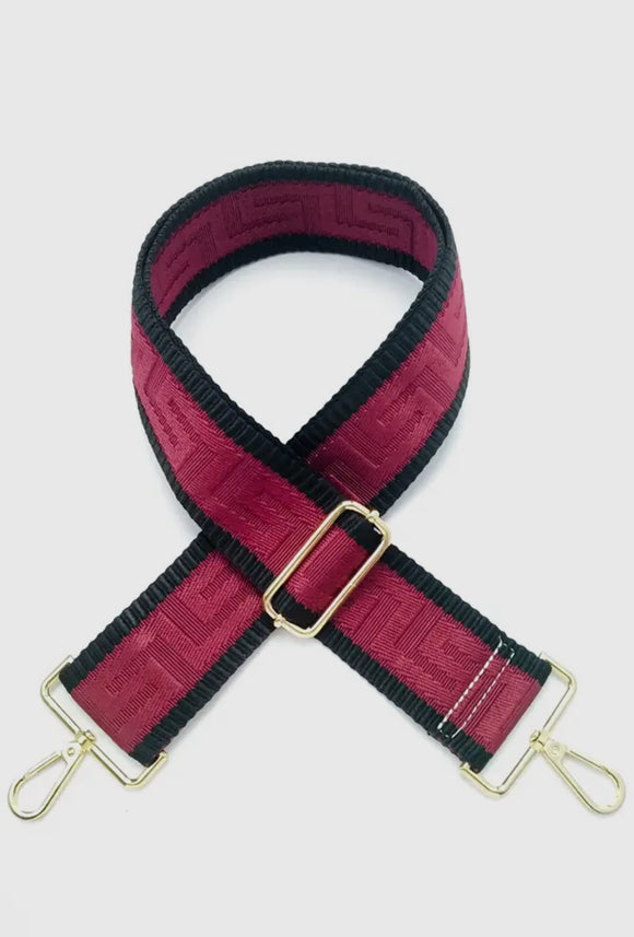 Bag Strap - Geometric Pattern, Burgundy