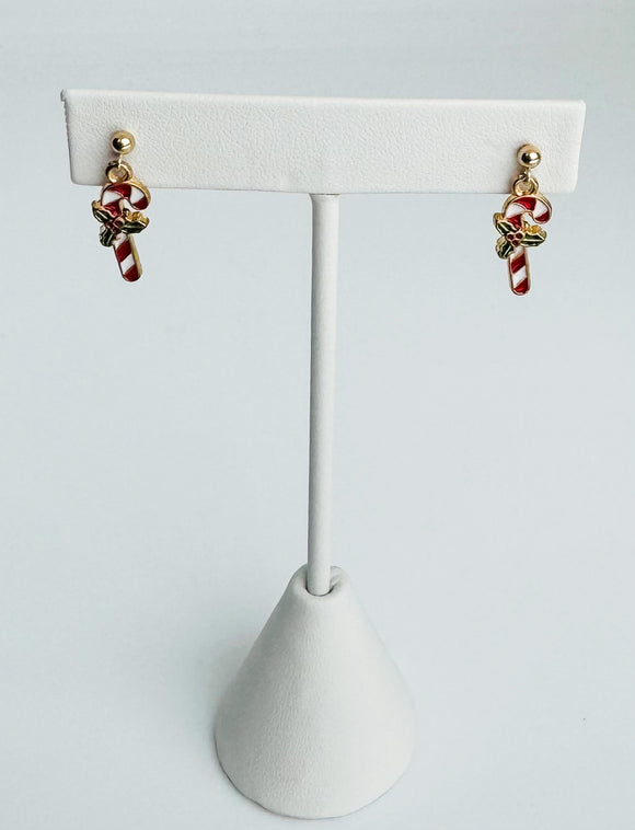 Dainty candy cane earrings