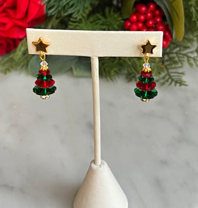 Star Post Christmas Tree Earrings