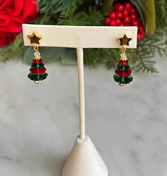 Star Post Christmas Tree Earrings