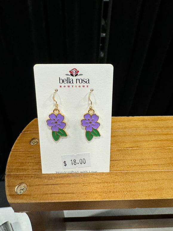Purple flower earrings