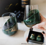 Set of 2 Resin Accented Wine Glasses - Jade