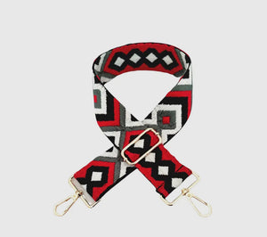 Crossbody Bag Strap - Black and Red Boho