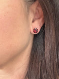14kt White Gold 8mm Natural Garnet Gemstone,  A Grade, Mohs Hardness 7-7 1/2, Post Earrings