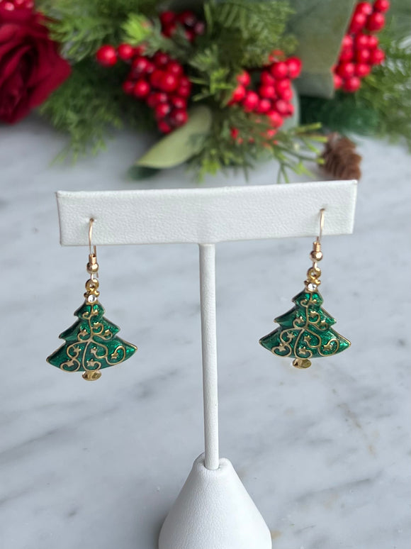 Gold-filled swirl Christmas Tree Earrings