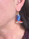 Cowgirl Boots Earrings on sterling silver ear wire.