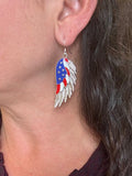 Patriotic Eagle Wing Earrings on Sterling Silver ear wire.