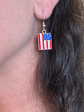 American Flag Earrings on 14kt gold-filled ear wire.