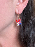 USA Earrings on 14kt gold-filled ear wire.