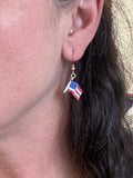 American Flag Pole Earrings on 14kt gold-filled ear wire.